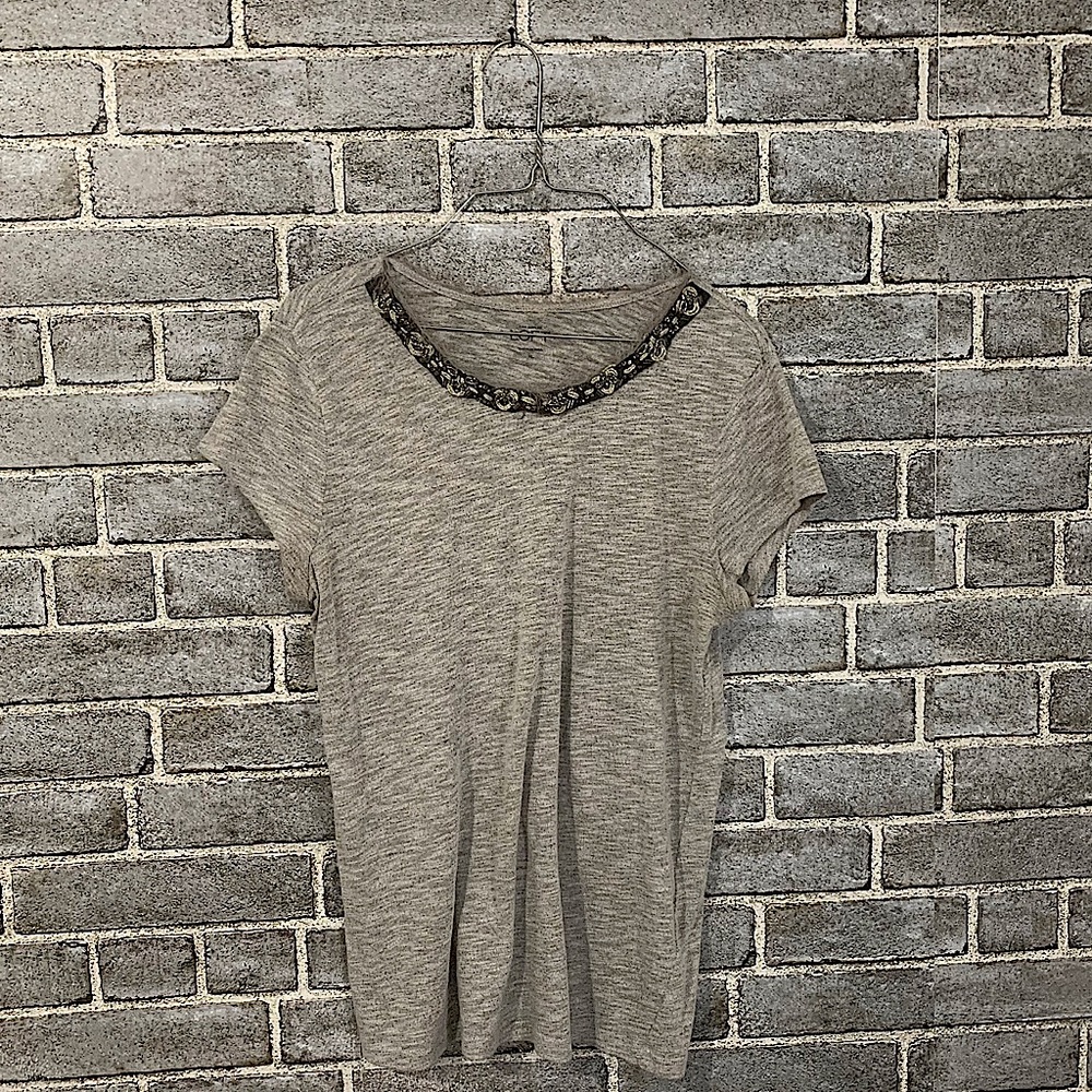 Loft Ann Taylor beaded neckline tee